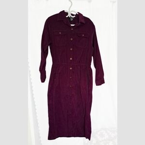 Elegant Vintage Leigh Morgan Long Sleeve Corduroy Purple Dress